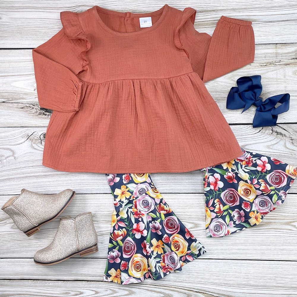 Okie And Lou Totally Terracotta Shirt Pant Set New